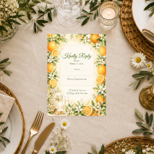 Romantic Citrus Wedding RSVP Card