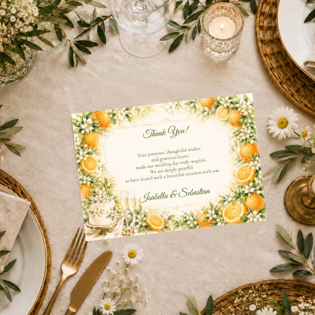 Romantic Citrus Wedding Thank You Card (Creator Uploaded)