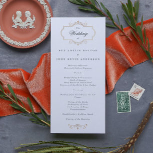 romantic classic gold monogram wedding program