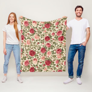 Romantic Classic Rose Vine Art Fleece Blanket