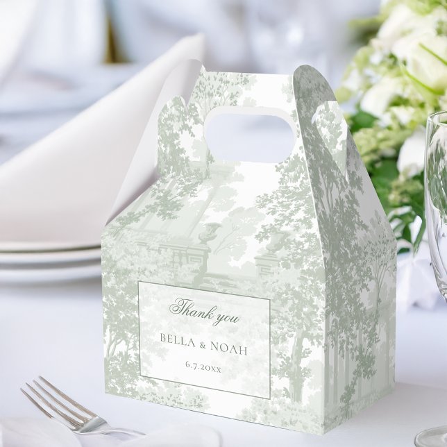 Romantic Classic Sage Green Landscape Toile Favor Box (Creator Uploaded)