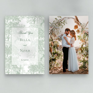 Romantic Classic Sage Green Landscape Toile Thank You Card