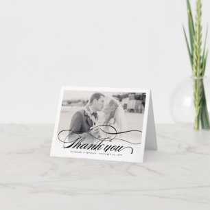 Romantic Classic Script Photo Mariage Merci