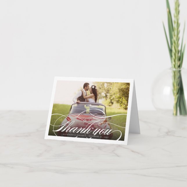 Romantic Classic Script Photo Mariage Merci (Devant)