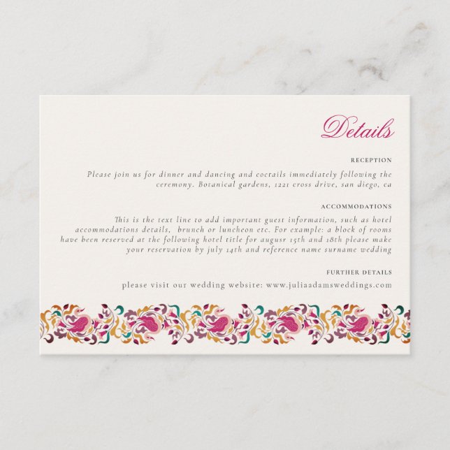 Romantic Classical Pearl Swan Floral Frame Wedding Enclosure Card (Front)