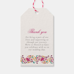 Romantic Classical Pearl Swan Floral Frame Wedding Gift Tags