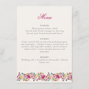 Romantic Classical Pearl Swan Floral Frame Wedding Menu