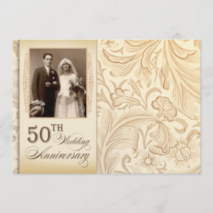 romantic classy 50 anniversary photo invitations