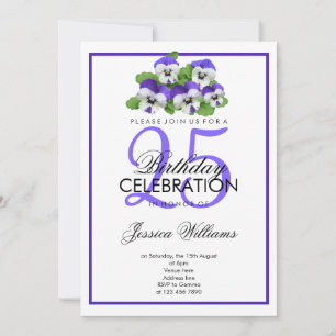 Romantic Classy Pansies Birthday Invitation