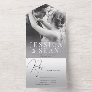 Romantic Classy Photo Wedding All In One Invitation