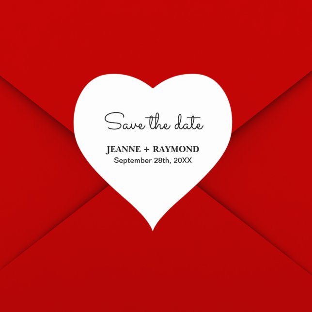 Romantic Clean Save the date Wedding Announcement  Heart Sticker (Romantic clean save the date heart sticker adds soft elegant charm to wedding announcements)