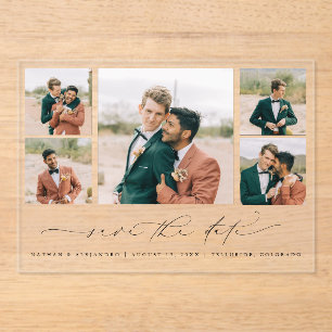 Romantic Clear Acrylic Save the Date Photo Cards