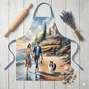 Romantic Coastal Cottage Sunset Stroll Apron