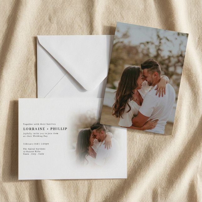 Romantic colour photo gradient wedding invitation (Romantic color photo gradient wedding invitation.)
