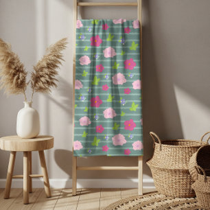 Romantic Colourful Chic Floral Pattern Trendy Bat Bath Towel Set