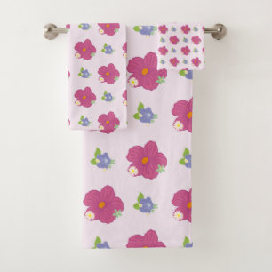 Romantic Colourful Floral Pattern Trendy  Bath Tow Towel Set