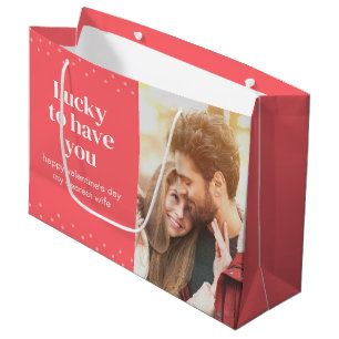 Romantic Colourful Pink Valentine's Day Photo Large Gift Bag