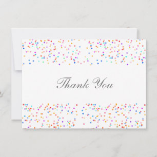 Romantic Colourful Rainbow Confetti  Thank You Card