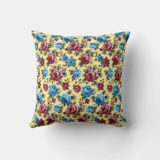 Romantic Colourful Vintage Floral Pattern Throw Pillow