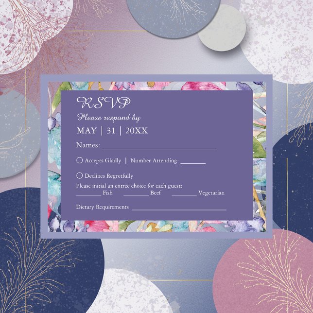 romantic colourful wildflower greenery wedding  RSVP card (Creator Uploaded)