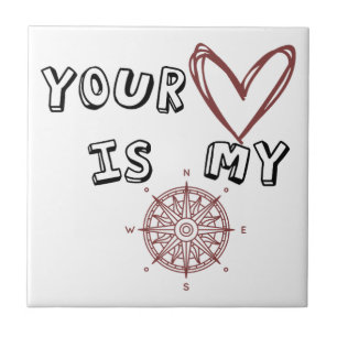 Romantic Compass Love Quote Gift  Tile