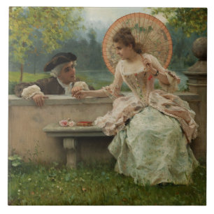 Romantic Conversation in the Park Tile