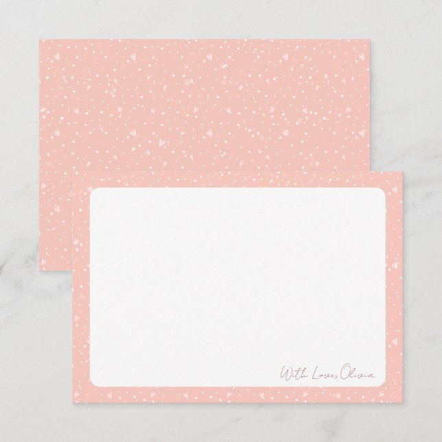 Romantic Coquette Blush Pink Heart  Thank You Card (Front/Back)