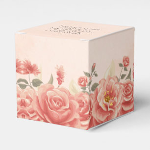 Romantic Coral Roses Garden Wedding Square Favor Box