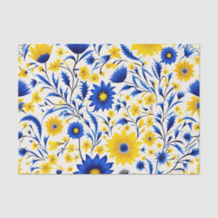 Romantic Cornflower Blue and Yellow Floral Tissue Paper