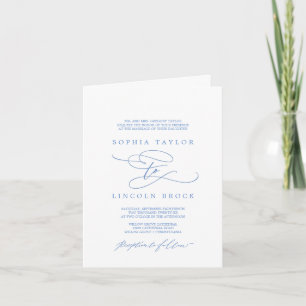 Romantic Cornflower Blue Calligraphy Wedding Invitation