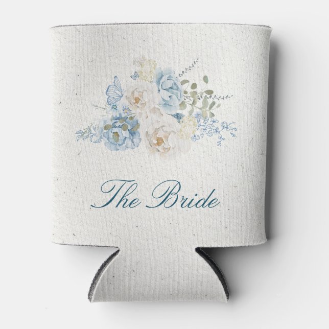 Romantic Cotswolds Winter Florals Custom Bride Can Cooler (Front)