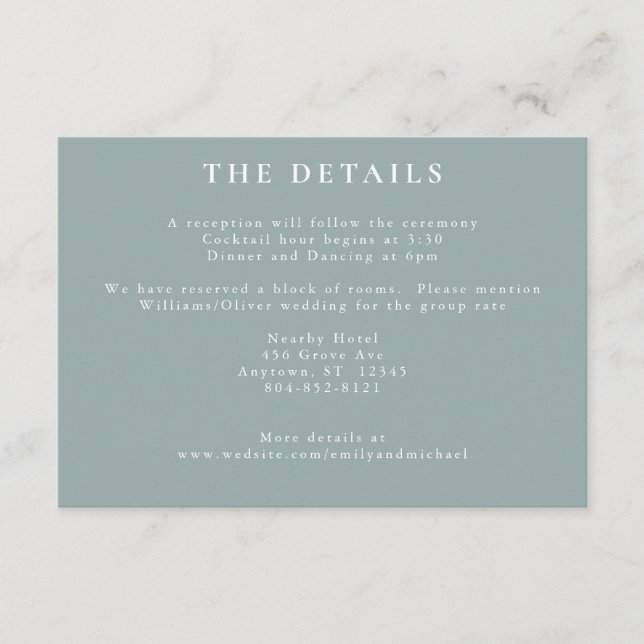 Romantic Cottage Flowers Blush Blue Sage Enclosure Card (Front)