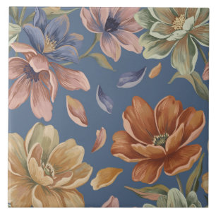 Romantic Cottage Flowers Tile
