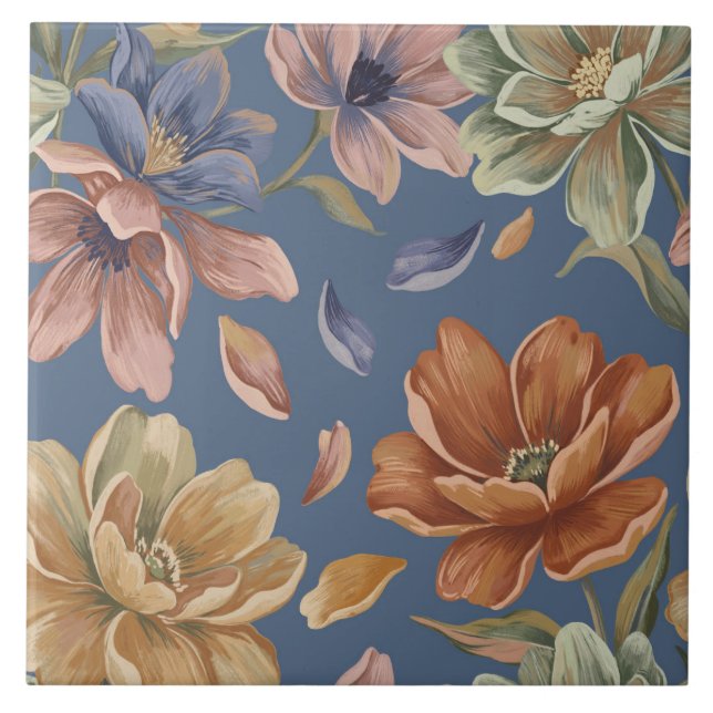 Romantic Cottage Flowers Tile (Front)