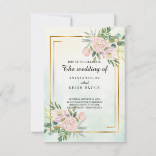 Romantic cottage Pink Floral Wedding Invitation