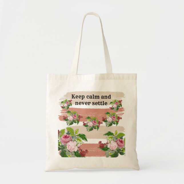 Romantic Cottagecore Floral Design Tote Bag (Front)