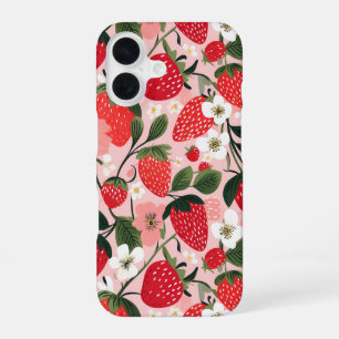 Romantic Cottagecore Strawberry Botanical iPhone 16 Case