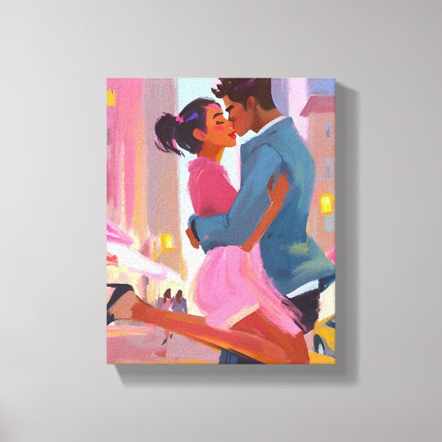 Romantic Couple Canvas Art – Vibrant Love in the C (Front)