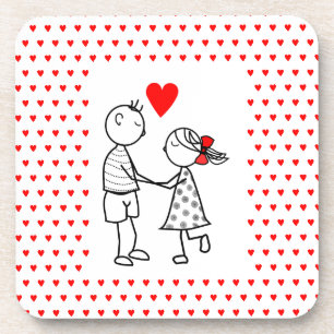 Romantic Couple Coaster Love Hearts
