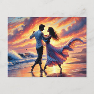 Romantic Couple Dancing on the beach Postcard