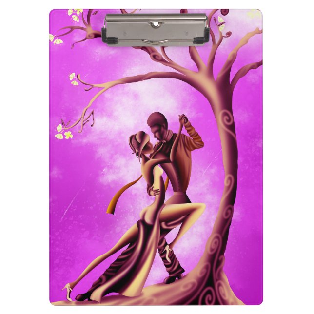 Romantic Couple Dancing the Tango pink Clipboard (Front)