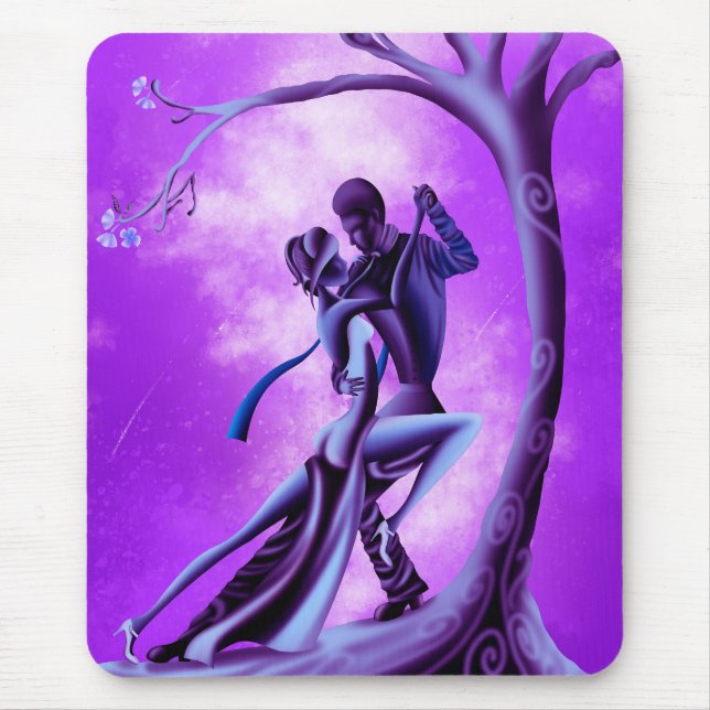 Romantic Couple Dancing the Tango purple Mouse Pad (Front)