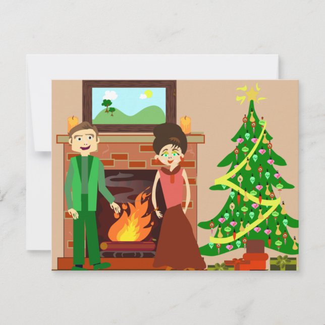 Romantic Couple Holiday Vintage Christmas Art (Front)