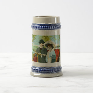 Romantic couple in a vintage scene beer stein