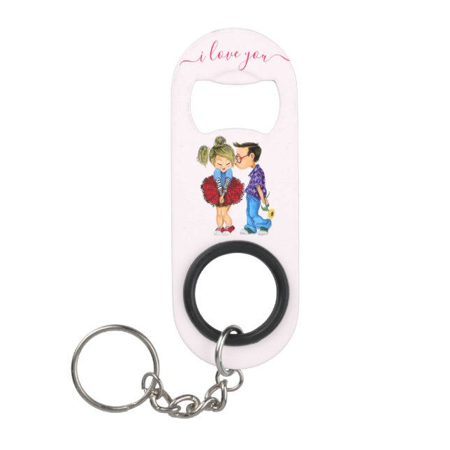 Romantic Couple Keychain Bottle Opener - Love (Front)