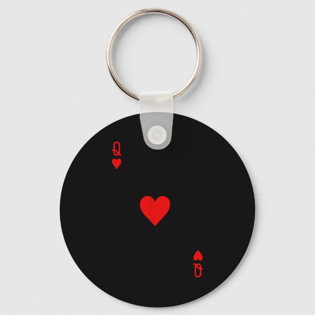 Romantic Couple Kiss Queen Of Hearts Ker Playing C Keychain (Front)