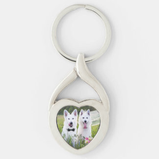 Romantic couple of dogs geting married keychain