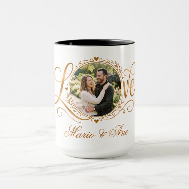 Romantic Couple Personalized Wedding Anniversary  Mug (Center)