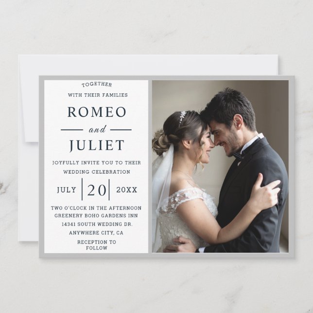 Romantic couple photo Wedding Invitation (Front)