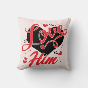 Romantic Couple Red Heart For Valentine's Day Throw Pillow